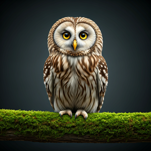A wise owl sitting on a mossy branch